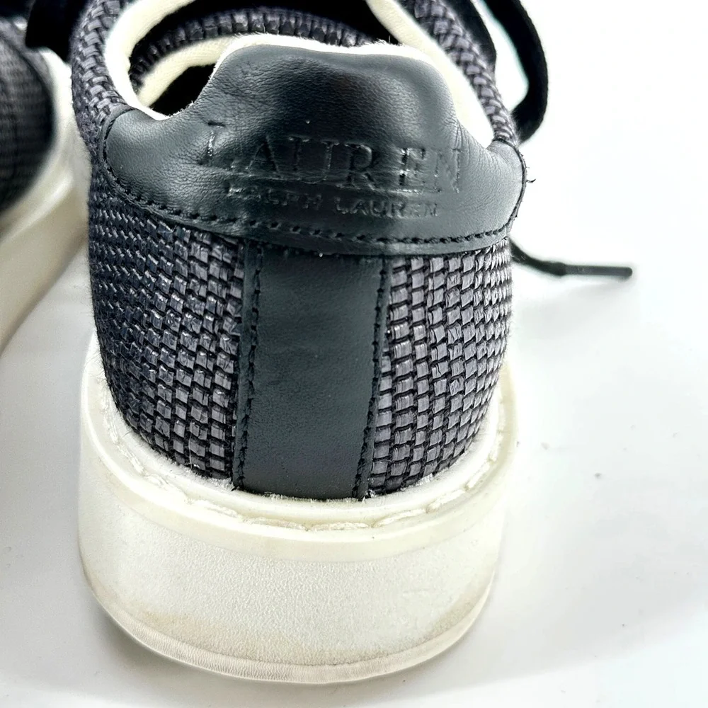 Lauren‎ Ralph Lauren Angeline Woven Sneakers Womens 6 Black Platform Low Top
